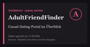 AdultFriendFinder Testbericht: Titelgrafik mit Prüfdatum