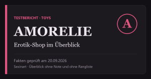 AMORELIE Testbericht: Titelgrafik mit Prüfdatum