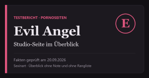 Evil Angel Testbericht: Titelgrafik mit Prüfdatum
