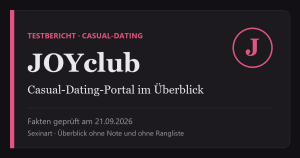 JOYclub Testbericht: Titelgrafik mit Prüfdatum