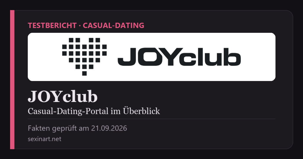 JOYclub: Titelgrafik mit Prüfdatum