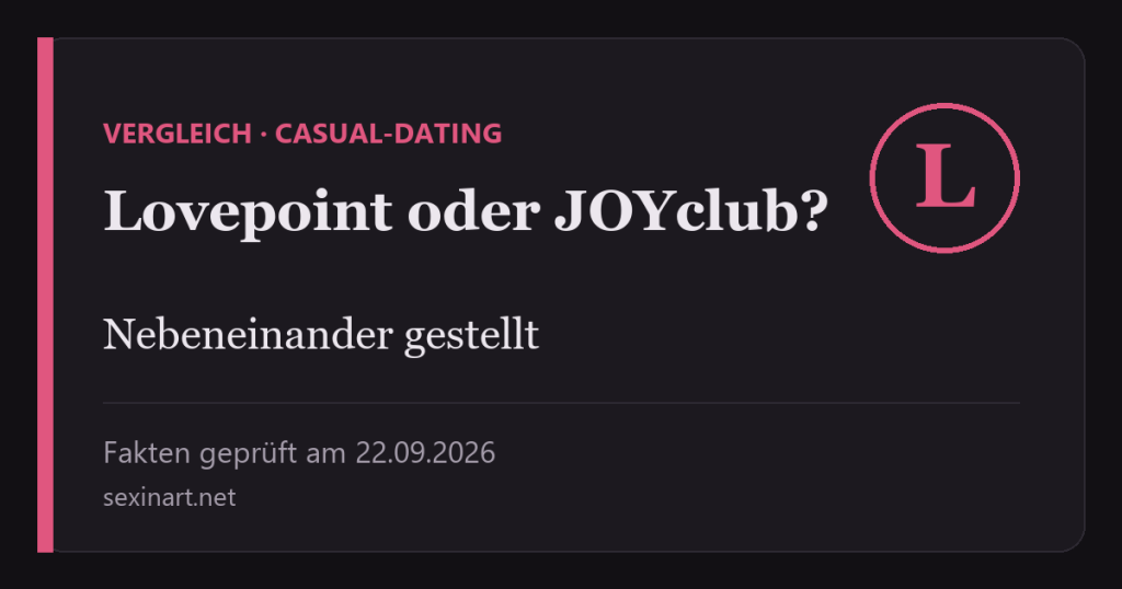 Lovepoint oder JOYclub? Die beiden Portale im Vergleich: Titelgrafik mit Prüfdatum