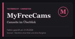 MyFreeCams Testbericht: Titelgrafik mit Prüfdatum