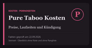 Pure Taboo Kosten: Titelgrafik mit Prüfdatum