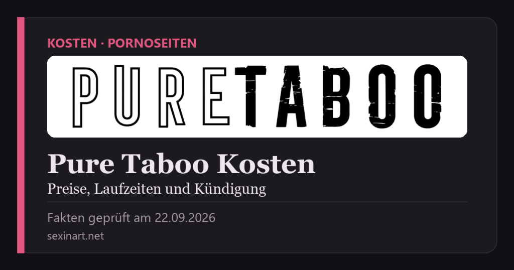 Pure Taboo Kosten: Titelgrafik mit Prüfdatum