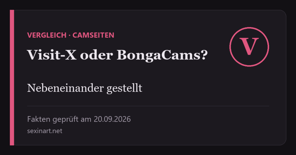 Visit-X oder BongaCams? Deutsche Camseite gegen internationales Portal: Titelgrafik mit Prüfdatum