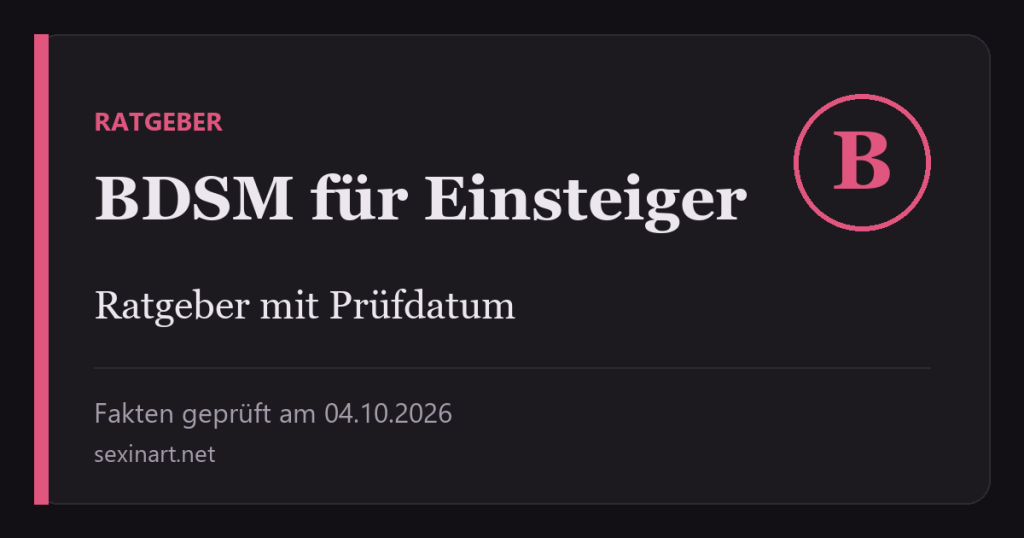 BDSM für Einsteiger: Titelgrafik mit Prüfdatum