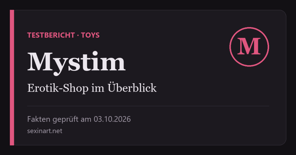 Mystim Shop: Titelgrafik mit Prüfdatum