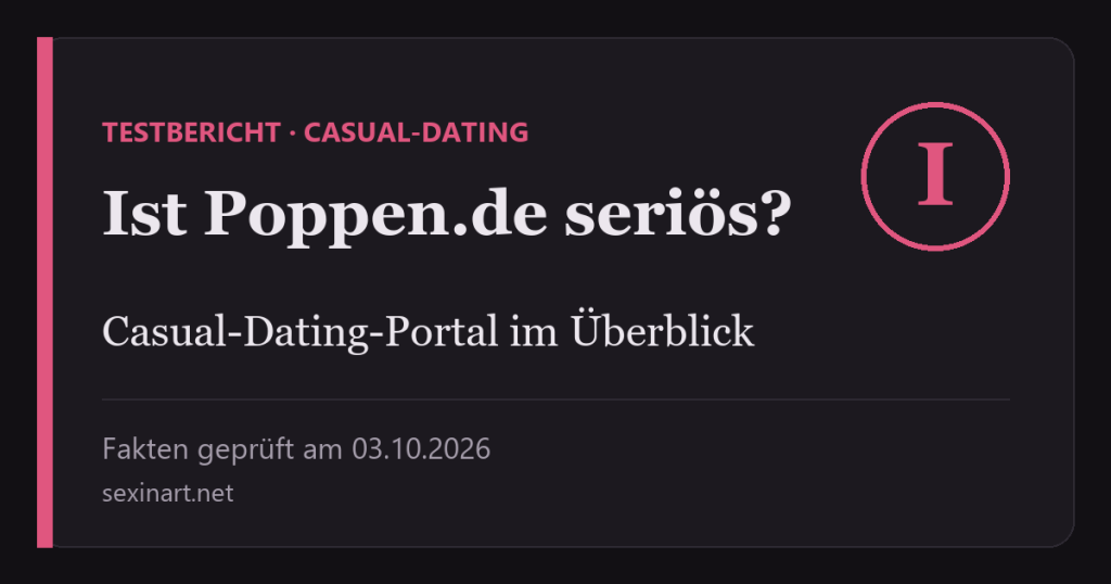 Ist Poppen.de seriös? Betreiber, Echtheitscheck und Abo im Check: Titelgrafik mit Prüfdatum